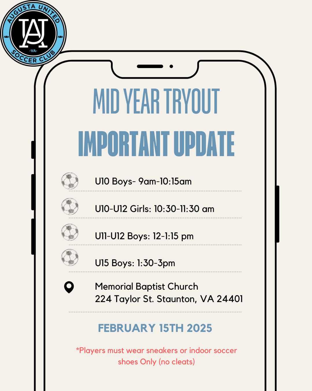 Mid Year Tryout Update